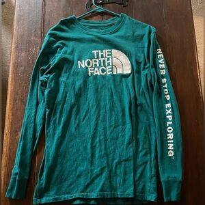 North Face Green Logo Long Sleeve Tee Medium